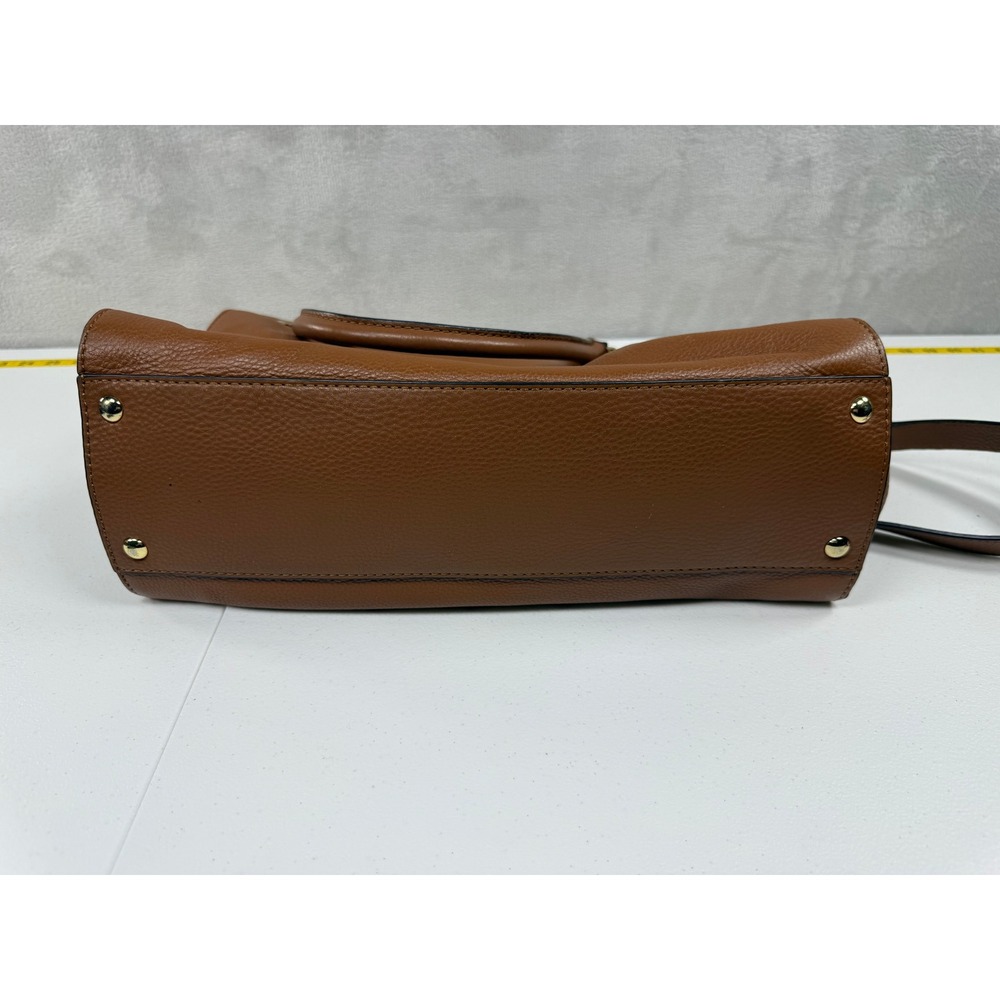 Michael Kors Hamilton Handbag Cognac Brown Pebbled Leather Tote Gold Accents - Picture 9 of 12